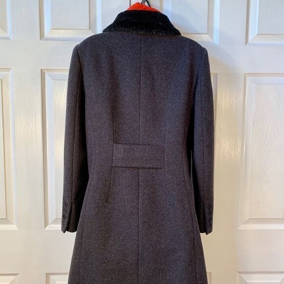 CHARCOAL GRAY CHARLES KLEIN WOOL COAT w DETACHABLE - Picture 5 of 7